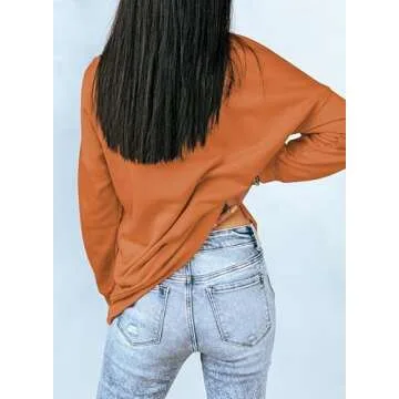 Dokotoo Womens Casual Plus Size Long Sleeve Halloween Crewneck Sweatshirt Side Split Comfy Loose Fit Solid Basic Pullover Tunic Tee Shirts Tops Sweatshirts for Teen Girls 2024 Fashion Fall Orange XXL