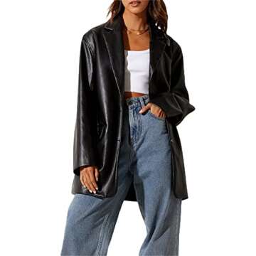 Stylish BHMAWSRT Women's Leather Blazer Coat for Fashion