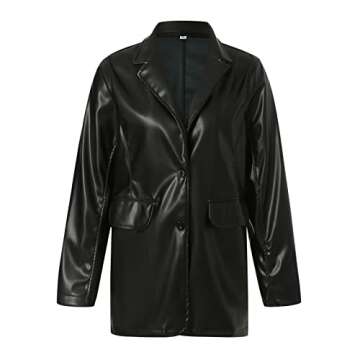 Stylish BHMAWSRT Women's Leather Blazer Coat for Fashion