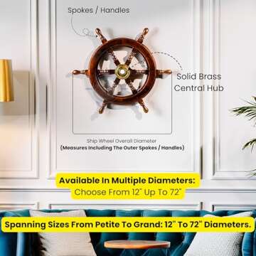Nagina International Premium Nautical Handcrafted Wooden Ship Wheel | Pirate's Wall Home Decor & Gif...