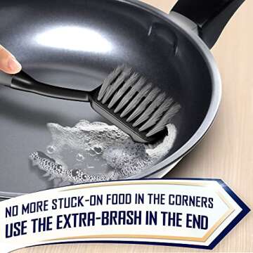 Dish Brush Set of 4 with Bottle Water Brush, Dish Scrub Brush, Scrubber Brush and Straw Brush - Kitchen Scrub Brushes Ergonomic Non Slip Long Handle for Cleaning Cleaner Wash Dish Sink Dishes Cup Pot