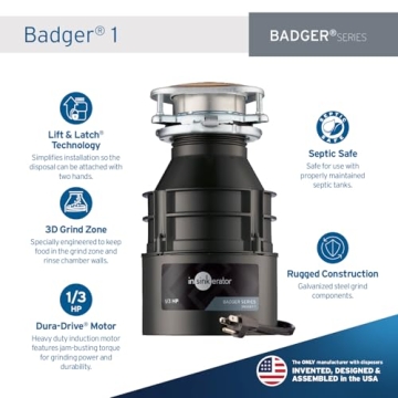 InSinkErator Badger 1 Garbage Disposal 1/3 HP with Cord