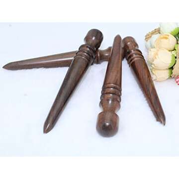 BESTCYC Solid Wood Leathercraft Slicker Round Burnisher Wood Edge Slicker for Burnishing Leather Pro...