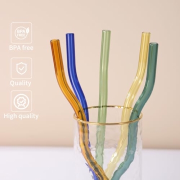 Cute Reusable Glass Straws in Vibrant Colors for All Drinks