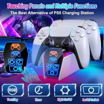 Fenolical PS5 Charger Station with Timer & Dual Controller Support