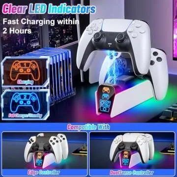 Fenolical PS5 Charger Station with Timer & Dual Controller Support