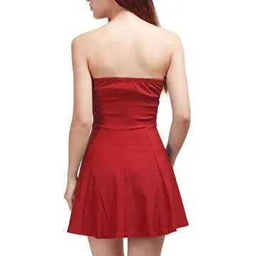 Allegra K Women's Sexy Strapless Party Dress Sweetheart Neck Sleeveless Summer Mini Dresses Small Red