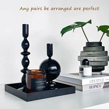 Amanman 4pcs Modern Black Candle Holders for Decor