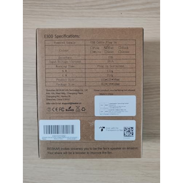 BESKAR Small Clip on Fan - 3 Speeds USB Plug Fan