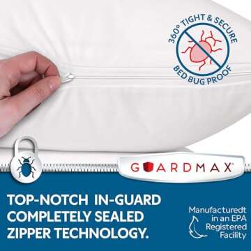 Guardmax Premium Pillow Protector with Zipper King Size - 2 Pack of Waterproof and Bed Bug Proof Pil...