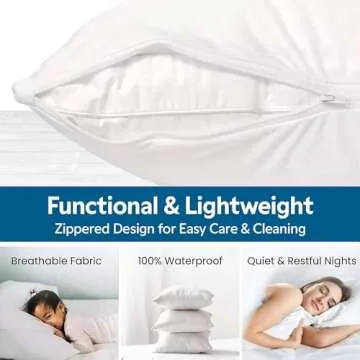 Guardmax Premium Pillow Protector with Zipper King Size - 2 Pack of Waterproof and Bed Bug Proof Pillow Covers - Pillowcases Protect Against Allergens, Dust Mites, Bed Bugs, and Liquid Spills