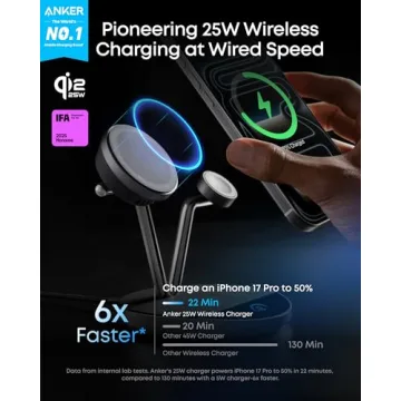 Anker Prime MagSafe Charger Compatible, 3-in-1 Charging Station, Qi2 25W Certified Wireless Charger ...