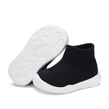 Engtoy Baby Shoes Baby Sock Shoes Baby Walking Shoes Infant Non-Slip Breathable Slippers with Soft Rubber Sole Baby Boys Girls Slip On Sneakers All Black