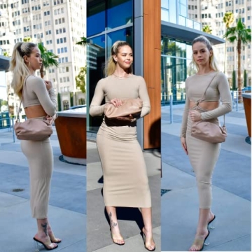 Prime Original Women's Chain Pouch Bag | Cloud-Shaped Dumpling Clutch Purse | Ruched Chain Shoulder Handbag (Beige)