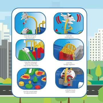 EPPO Race Track for Toddlers 3-5, Kids Race Track Toys for Boy Car Adventure Toy for 3 4 5 6 7 8 Years Old Boys Girls, 3 Mini Car Car Rescue Adventure Toys, Preschool Educational Car Games Gift Toys