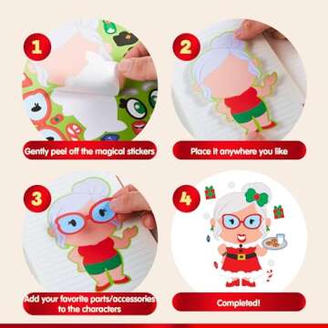 JOYIN 48 Pcs Christmas Make A Face Sticker Sheets Make Your Characters with Santa Santa, Gnome, Reindeer, Snowman, Gifts for Kids School Activities Party Favor Supplies Xmas Craft