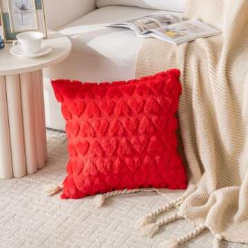 Qeokfgl Valentines Pillow Covers 18x18 Valentines Day Decorations Love Heart Throw Pillow Cover，So...