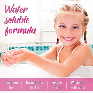 Kids Washable Makeup Kit, Fold Out Cosmetic Vanity Palette with Mirror, Make Up Toy Beauty Kit for Girls Pretend Play - Safety Tested - Non Toxic