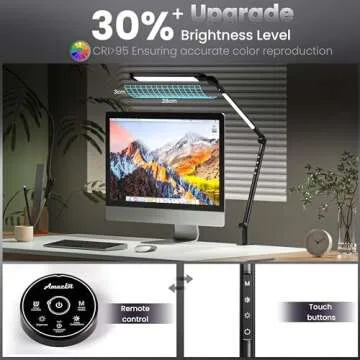 AmazLit LED Desk Lamp with Clamp, Desk Light, Adjustable Brightness & Color Temperature, Modern Arch...
