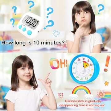 Secura 60-Minute Visual Timer, Kitchen Timer with Rainbow Pattern, Timer for Kids and Adults, Time C...