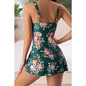 Eomenie One Piece Swimdress Swimsuits for Women Tummy Control Swim Dresses Skirt Bathing Suit
