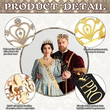 4 Pcs Prom King and Queen Crowns and Sashes Set