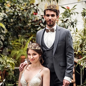 4 Pcs Prom King and Queen Crowns and Sashes Set