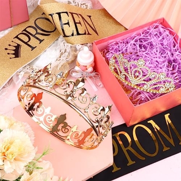 4 Pcs Prom King and Queen Crowns and Sashes Set