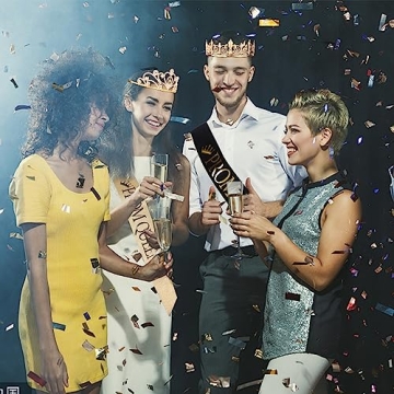 4 Pcs Prom King and Queen Crowns and Sashes Set