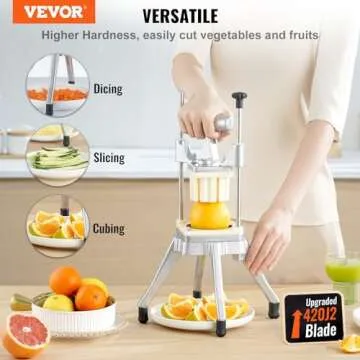 VEVOR Commercial Vegetable Fruit Chopper, Stainless Steel with 4 Blades, Heavy Duty Cutter for Quick...