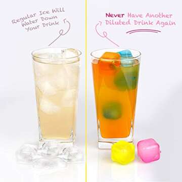 (40-Pack) Reusable Ice Cube, Refreezable Plastic Ice Cubes Reusable for Drinks Cocktails Like Whiske...