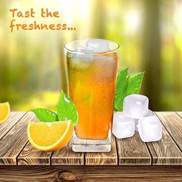(40-Pack) Reusable Ice Cube, Refreezable Plastic Ice Cubes Reusable for Drinks Cocktails Like Whiskey, Wine, or Coffee, Silicone Square Shapes, Clear Dry Ice Cubes, Non Diluting. (Clear)