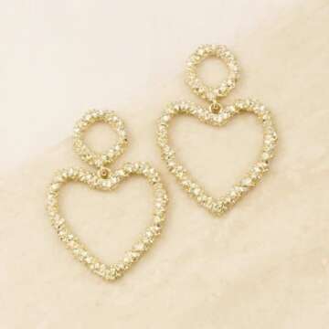 Ettika Gold Earrings for Women. Womens Drop Earrings, Last Love 18k Gold Plated Heart Dangle Earrings. Jewelry, Birthday Gifts For Women