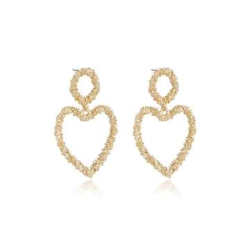 Ettika Gold Earrings for Women. Womens Drop Earrings, Last Love 18k Gold Plated Heart Dangle Earrings. Jewelry, Birthday Gifts For Women