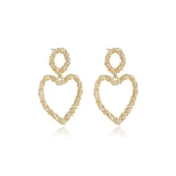 Ettika Gold Earrings for Women. Womens Drop Earrings, Last Love 18k Gold Plated Heart Dangle Earrings. Jewelry, Birthday Gifts For Women