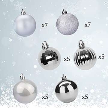 Lulu Home Christmas Ball Ornaments Set of 34 - Pre-Strung Silver Decorations