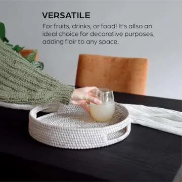 Stylish 14 Inch Round Rattan Serving Tray for Every Occasion
