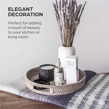 Stylish 14 Inch Round Rattan Serving Tray for Every Occasion