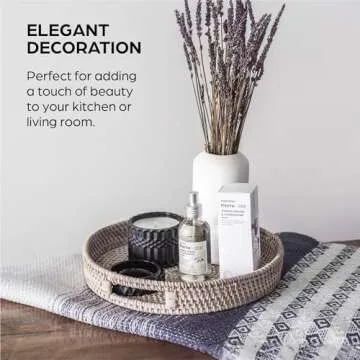 Stylish 14 Inch Round Rattan Serving Tray for Every Occasion