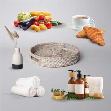 Stylish 14 Inch Round Rattan Serving Tray for Every Occasion