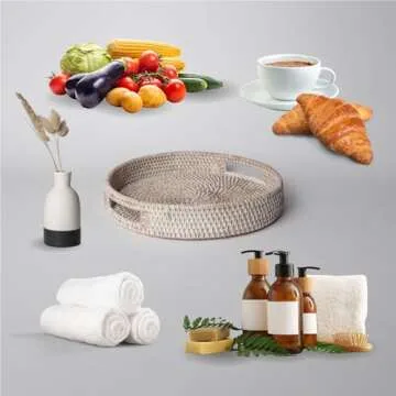 Stylish 14 Inch Round Rattan Serving Tray for Every Occasion