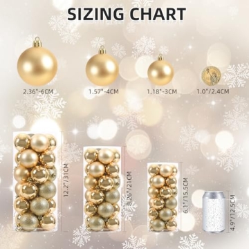 Elegant 24ct Gold Christmas Ball Set - 1.18 Inch Shatterproof Ornaments for Tree and Holiday Events