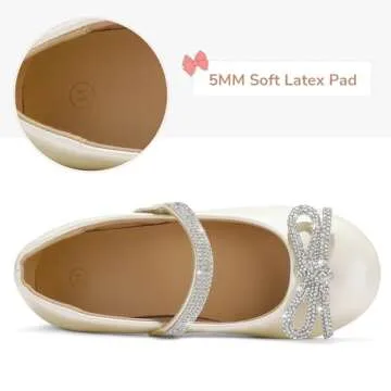K KomForme Girl's Rhinestone Mary Jane Flats for Kids
