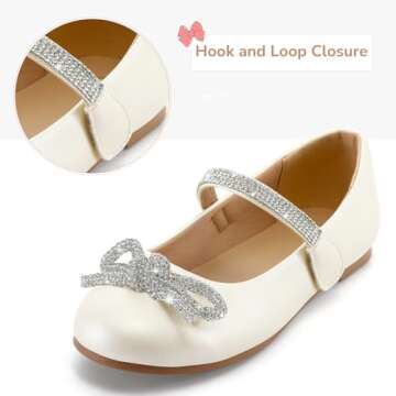 K KomForme Girl's Rhinestone Mary Jane Flats for Kids