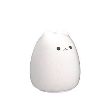 ZKLiLi Cute Cat Lamp, Night Light for Girls Bedroom, Kitty Lamp Birthday Gifts for Kids Baby Toddler Teen Portable Silicone Kawaii Nightlight Nursery Room Decor (Battery Cat)