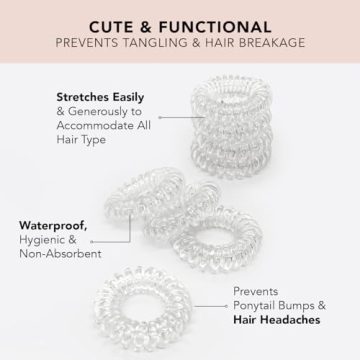 Kitsch Spiral Hair Ties for Women, Coil Hair Ties for Thick Hair, No Crease Hair Tie, Spiral Hair Ties No Damage, Hair Coils & Phone Cord Hair Ties for Thin Hair, Hair Ties Spiral, 8pcs (Transparent)