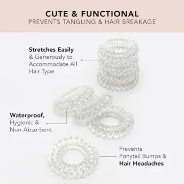 Kitsch Spiral Hair Ties for Women, Coil Hair Ties for Thick Hair, No Crease Hair Tie, Spiral Hair Ties No Damage, Hair Coils & Phone Cord Hair Ties for Thin Hair, Hair Ties Spiral, 8pcs (Transparent)