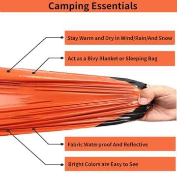 Emergency Sleeping Bag, Jakeloo 2 Pack Emergency Tent Shelter Thermal Survival Blankets Lightweight Survival Backpack Perfect for Camping/Hiking/Outdoor/Explore, Camping Essentials (Orange)