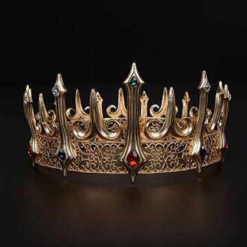 Eseres Gold King Crown for Men Adult's Costume Crowns Prom Crown for Birthday