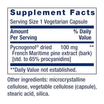 Life Extension Pycnogenol – French Maritime Pine Bark Extract – Scientifically Studied healthy aging & Vascular Health Supplement – Non-GMO, Gluten-Free, Vegetarian – 60 Capsules